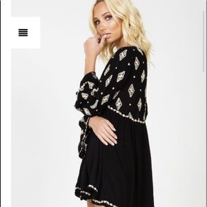 Free People Small Black Diamond Embroidered Top